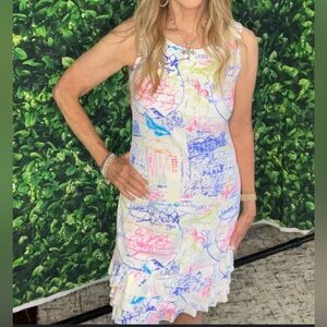 Lulu B Sleeveless Ruffle Bottom Dress Walk on Water Women's Medium UPF 50 Chic